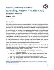 2013 Citywide Criminalising Addiction Conference Report