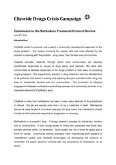 2010 Citywide submission to Methadone Treatment Protocol Review