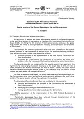 Statement by Mr. Werner Sipp, President,  (INCB) Special session of the General Assembly on the world drug problem 2016